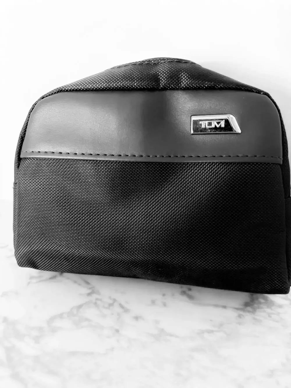 TUMI for Delta Airlines Black Nylon and Leather Toiletry Travel Pouch